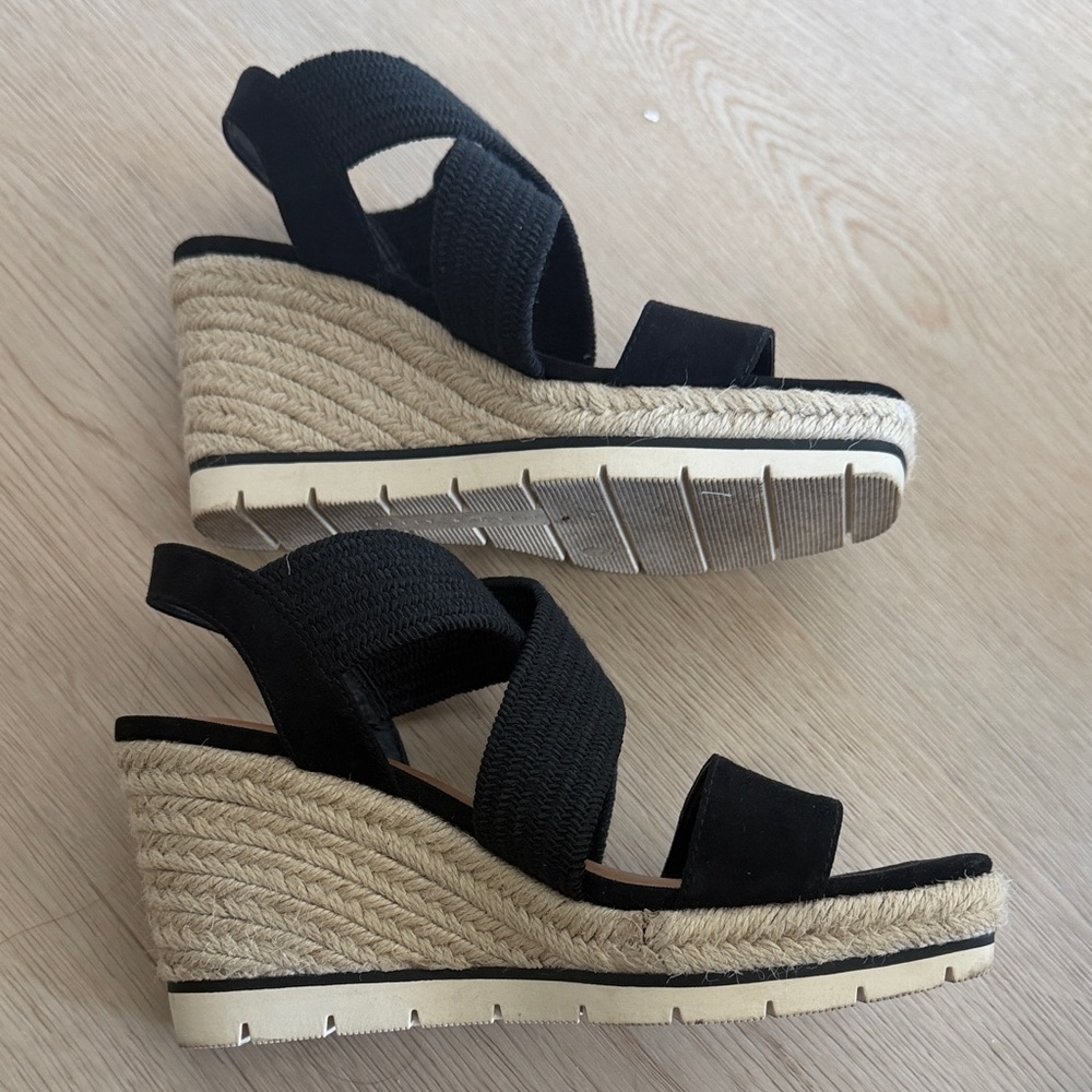 Kelly & Katie Black Wedge Sandals Women’s 7 - Picture 6 of 8